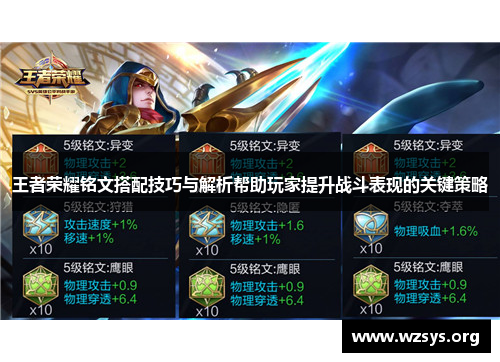 王者荣耀铭文搭配技巧与解析帮助玩家提升战斗表现的关键策略